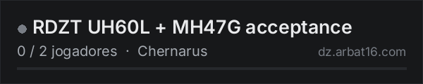RDZT UH60L + MH47G acceptance na lista de servidores de DayZ da AR16