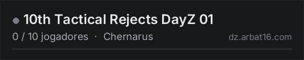 10th Tactical Rejects DayZ 01 na lista de servidores de DayZ da AR16