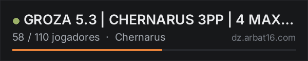 GROZA 5.3 | CHERNARUS 3PP | 4 MAX | RU | PVP na lista de servidores de DayZ da AR16