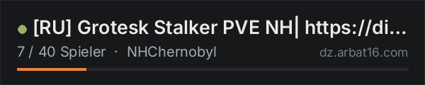 [RU] Grotesk Stalker PVE NH| https://discord.gg/P7NQfqMWRq in der DayZ-Serverliste von AR16