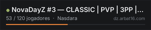 NovaDayZ #3 — CLASSIC | PVP | 3PP | LOOT+ WIPE 16.10 na lista de servidores de DayZ da AR16
