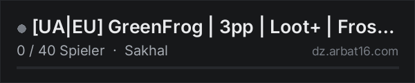 [UA|EU] GreenFrog | 3pp | Loot+ | Frostline | WIPED 30.08 in der DayZ-Serverliste von AR16
