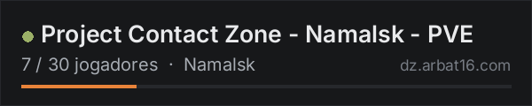 Project Contact Zone - Namalsk - PVE na lista de servidores de DayZ da AR16