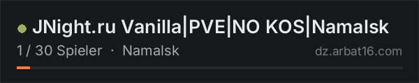 JNight.ru Vanilla|PVE|NO KOS|Namalsk in der DayZ-Serverliste von AR16