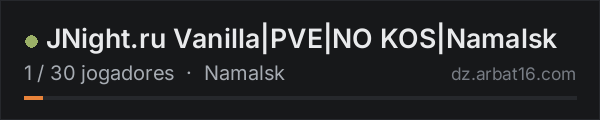 JNight.ru Vanilla|PVE|NO KOS|Namalsk na lista de servidores de DayZ da AR16