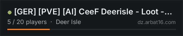 [GER] [PVE] [AI] CeeF Deerisle  - Loot - Hunting - Fishing - Cr on the AR16 DayZ server list