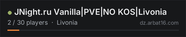 JNight.ru Vanilla|PVE|NO KOS|Livonia on the AR16 DayZ server list