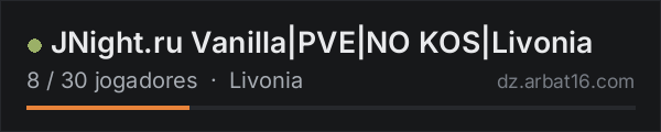 JNight.ru Vanilla|PVE|NO KOS|Livonia na lista de servidores de DayZ da AR16