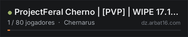 ProjectFeral Cherno | [PVP] | WIPE 17.10 | DAYZ na lista de servidores de DayZ da AR16