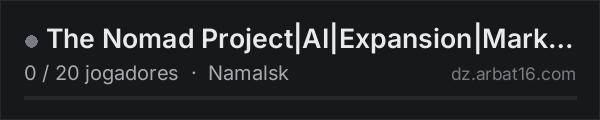 The Nomad Project|AI|Expansion|Market|PVP|Guns|Drugs na lista de servidores de DayZ da AR16