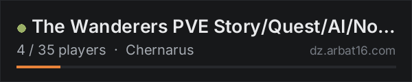 The Wanderers PVE Story/Quest/AI/Normal on the AR16 DayZ server list