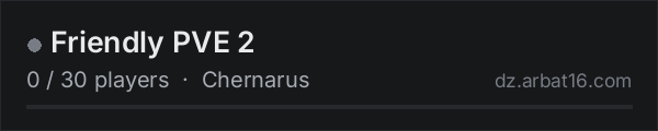 Friendly PVE 2 on the AR16 DayZ server list