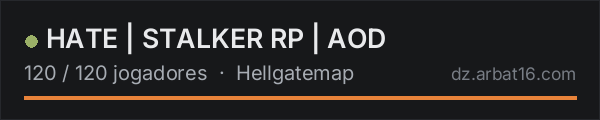 HATE | STALKER RP | AOD na lista de servidores de DayZ da AR16