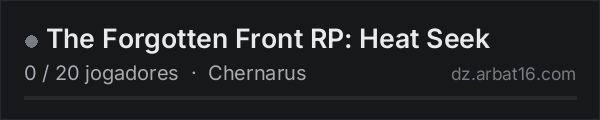 The Forgotten Front RP: Heat Seek na lista de servidores de DayZ da AR16