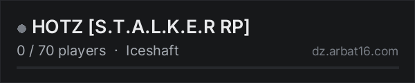 HOTZ [S.T.A.L.K.E.R RP] on the AR16 DayZ server list