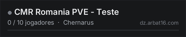 CMR Romania PVE - Teste na lista de servidores de DayZ da AR16