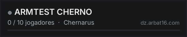 ARMTEST CHERNO na lista de servidores de DayZ da AR16