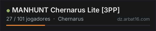 MANHUNT Chernarus Lite 3PP na lista de servidores de DayZ da AR16