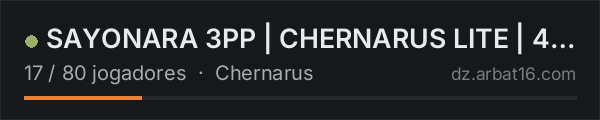 SAYONARA 3PP | CHERNARUS LITE | 4 MAX na lista de servidores de DayZ da AR16