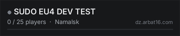 SUDO EU4 DEV TEST on the AR16 DayZ server list