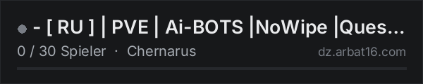 - RU | PVE | Ai-BOTS |NoWipe |Quest |Helicopters |Bitcoin in der DayZ-Serverliste von AR16
