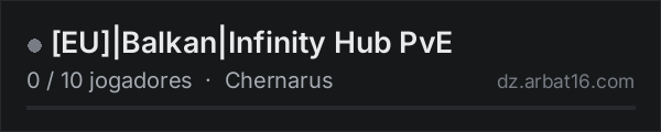 [EU]|Balkan|Infinity Hub PvE na lista de servidores de DayZ da AR16