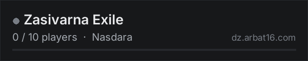 Zasivarna Exile on the AR16 DayZ server list