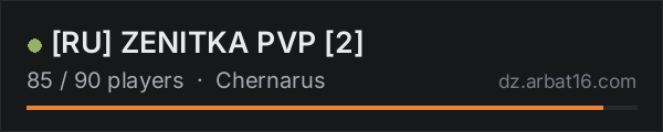 RU ZENITKA PVP 2 on the AR16 DayZ server list