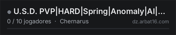 U.S.D. PVP|HARD|Spring|Anomaly|AI|Mutant|Car|Helicopters|Other na lista de servidores de DayZ da AR16