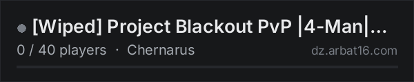 [Wiped] Project Blackout PvP |4-Man|Hacked Crates|Keycards|KOTH on the AR16 DayZ server list