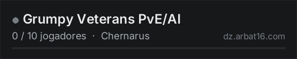 Grumpy Veterans PvE/AI na lista de servidores de DayZ da AR16
