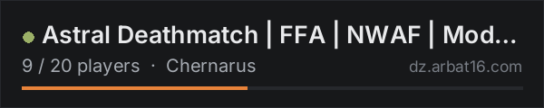 Astral Deathmatch | FFA | NWAF | Modded on the AR16 DayZ server list