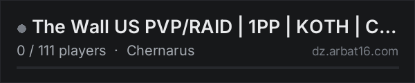 The Wall US PVP/RAID | 1PP | KOTH | C4 | HELI | Ai | LOOT+ | on the AR16 DayZ server list