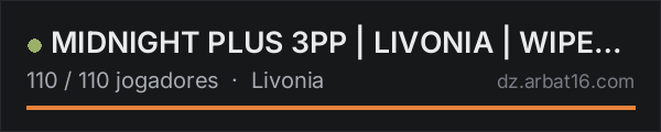 MIDNIGHT PLUS 3PP | LIVONIA | WIPE 17.10 na lista de servidores de DayZ da AR16