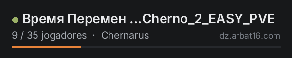 Время Перемен ...Cherno_2_EASY_PVE na lista de servidores de DayZ da AR16