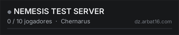 NEMESIS TEST SERVER na lista de servidores de DayZ da AR16