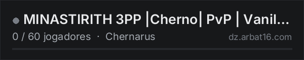 MINASTIRITH 3PP |Cherno| PvP | Vanilla+ na lista de servidores de DayZ da AR16