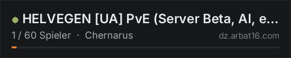 HELVEGEN UA PvE (Server Beta, AI, events, quests) in der DayZ-Serverliste von AR16