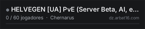 HELVEGEN UA PvE (Server Beta, AI, events, quests) na lista de servidores de DayZ da AR16