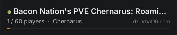 Bacon Nation's PVE Chernarus: Roaming AI|Helis|Keycard Vaults on the AR16 DayZ server list