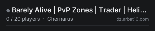 Barely Alive | PvP Zones | Trader | Helis | AirDrops | Keycards on the AR16 DayZ server list