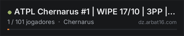ATPL Chernarus #1 | WIPE 17/10 | 3PP | CARS+ | X3 LOOT | PVP na lista de servidores de DayZ da AR16