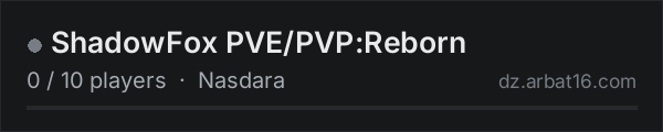 ShadowFox PVE/PVP:Reborn on the AR16 DayZ server list