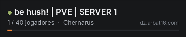 be hush! | PVE | SERVER 1 na lista de servidores de DayZ da AR16