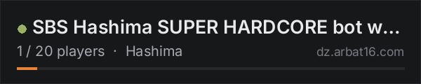SBS Hashima SUPER HARDCORE bot war! Progressive PVE. on the AR16 DayZ server list
