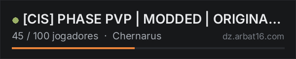 [CIS] PHASE PVP | MODDED | ORIGINAL SERV na lista de servidores de DayZ da AR16