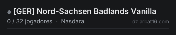GER Nord-Sachsen Badlands Vanilla na lista de servidores de DayZ da AR16