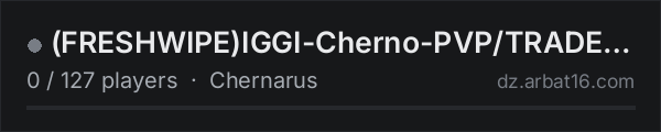 (FRESHWIPE)IGGI-Cherno-PVP/TRADER/BM/150K on the AR16 DayZ server list