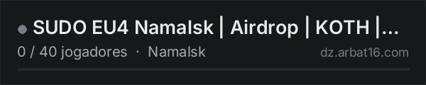 SUDO EU4 Namalsk | Airdrop | KOTH | CONVOY | AI | SNAFU | FOG | na lista de servidores de DayZ da AR16
