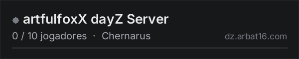 artfulfoxX dayZ Server na lista de servidores de DayZ da AR16